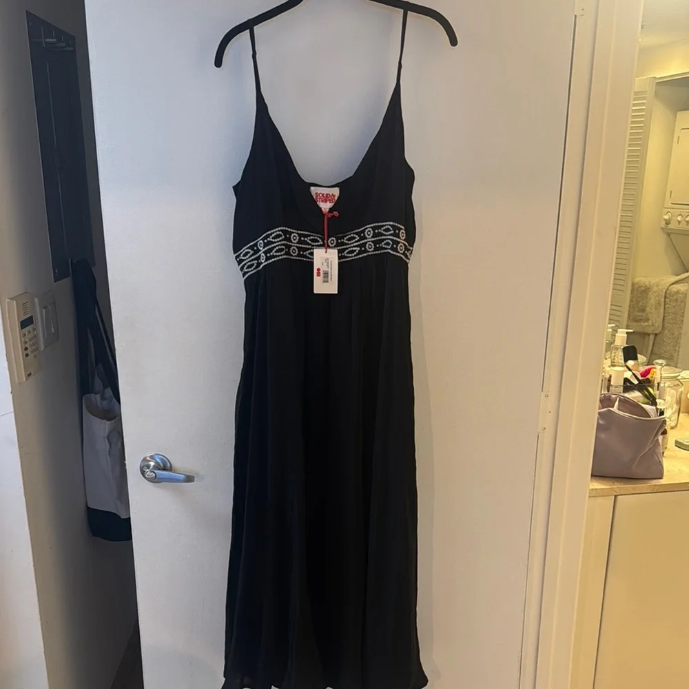 SOLID & STRIPED Black Sleeveless Midi Sundress - Picture 3 of 4